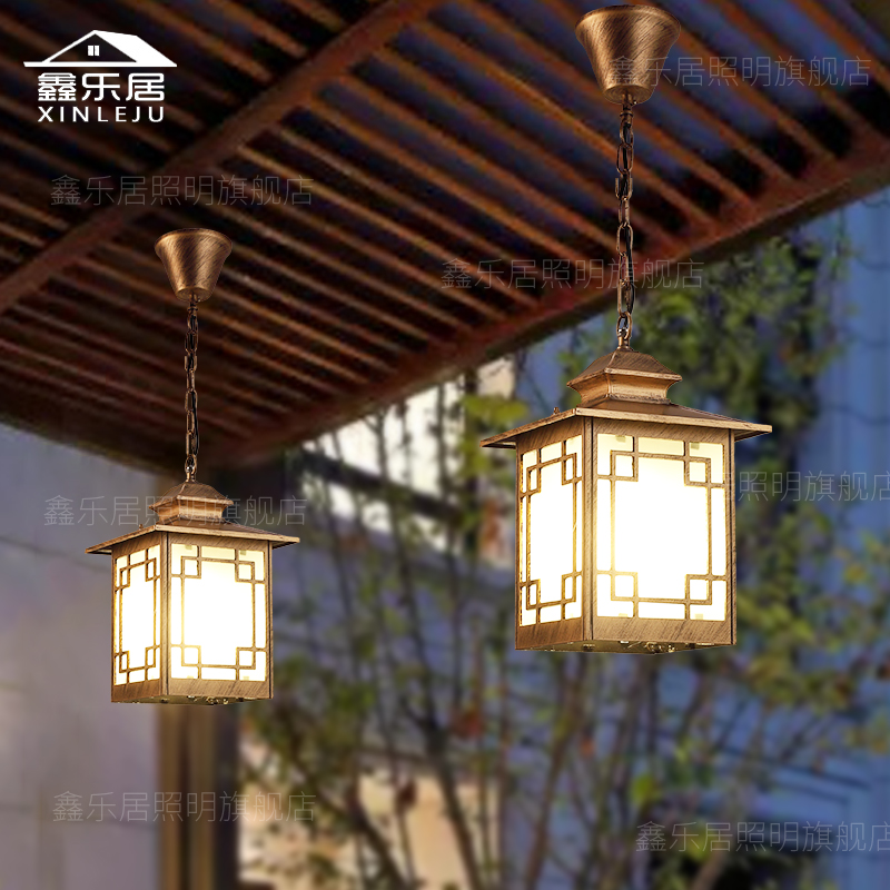 户外中式仿古吊灯防水别墅庭院玻璃房吸顶凉亭室外过道走廊太阳能 - 图2