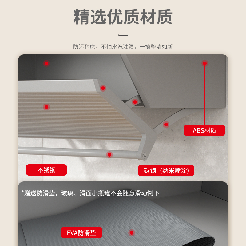 富百纳吊柜下拉储物盒柜底隐藏调味料盒下翻拉篮置物架 - 图1