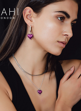 SAHI心形双链项链蛇骨链和肖邦链