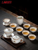 LAREEY Ru Kiln Kongfu Tea Suit Home Jingdezhen High-end Ice Cracked Tea Cup Office Chinese Ceramics