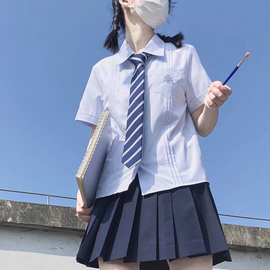 Ache's large size jk original embroidered slim shirt