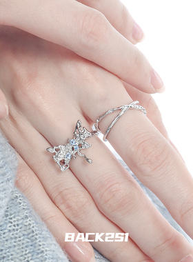 小众设计镂空蝴蝶戒指