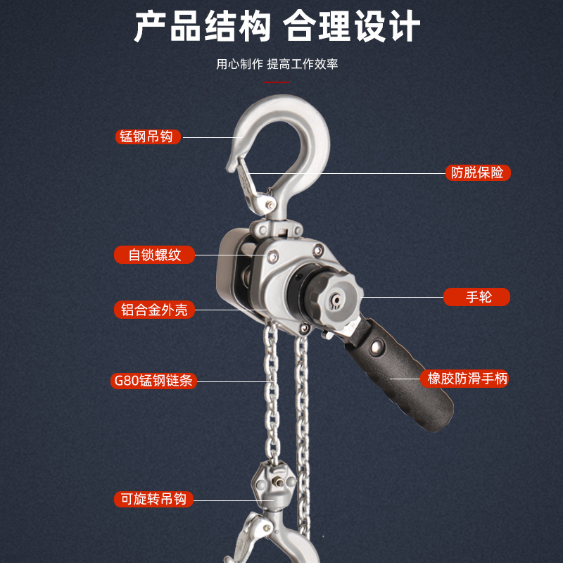 迷你铝合金手扳葫芦0.25吨0.5t3m小型便携牵引紧线电力微型张紧器,淘宝优惠券,粉丝福利购,淘宝优惠卷