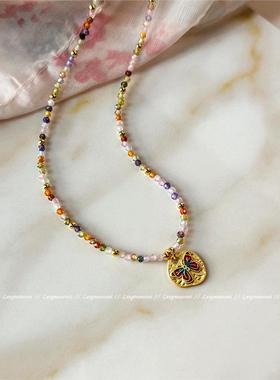 多巴胺珐琅蝴蝶项链女款2025新款