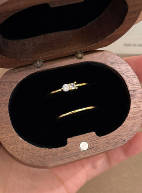 闪钻戒指女轻奢高级感素圈食指戒