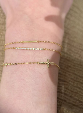 双层金色一字手链女轻奢小众精致