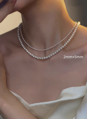 2mm小米珠仿施家珍珠项链锁骨链