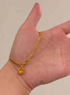 金色古巴金元宝吊牌手链女生轻奢
