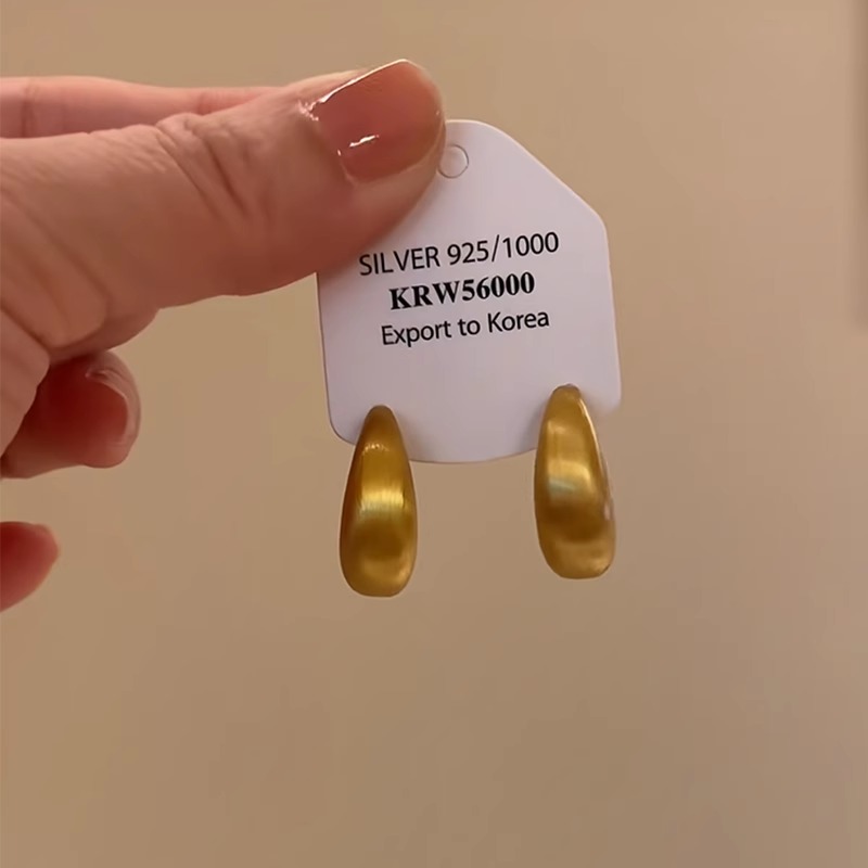 金色拉丝几何耳环2025新款爆款高级感轻奢小众气质耳扣女秋冬耳饰