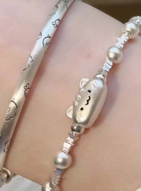 碎银子珍珠猫咪手链轻奢小众精致