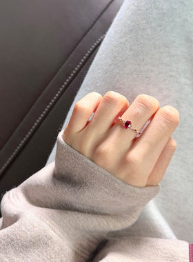 爆闪鸽子蛋锆石戒指女轻奢高级感