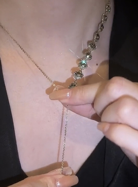 水晶镶钻抽拉项链女款轻奢小众