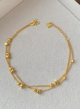 金色双层星星爱心手链女2025新款