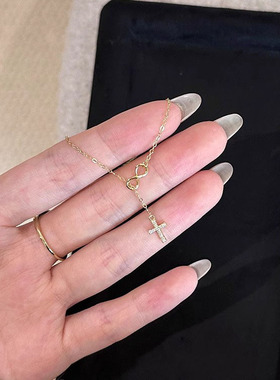 仿满钻十字架吊坠项链高级感轻奢