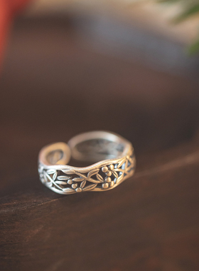 藤蔓花枝戒指女轻奢高级感小众