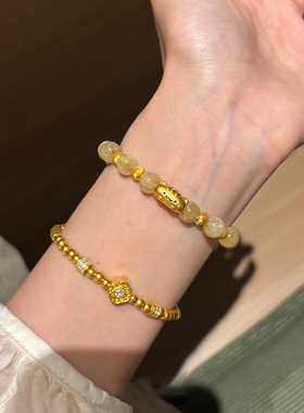 金发晶猫咪串珠手串女款2025新款