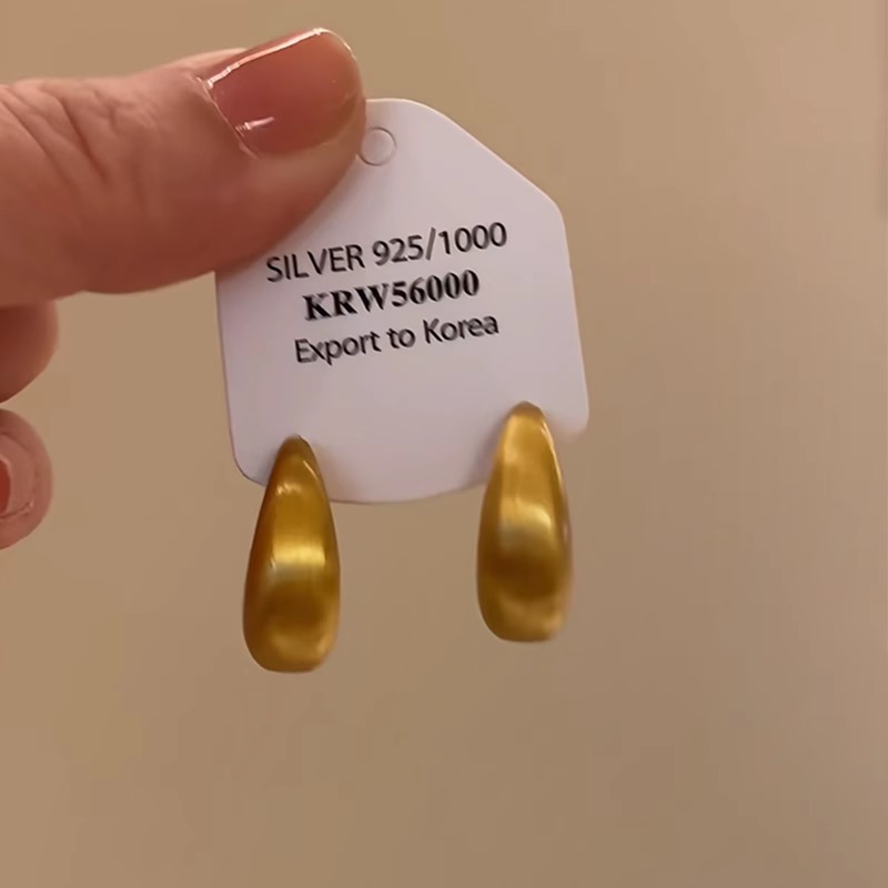 金色拉丝几何耳环2025新款爆款高级感轻奢小众气质耳扣女秋冬耳饰