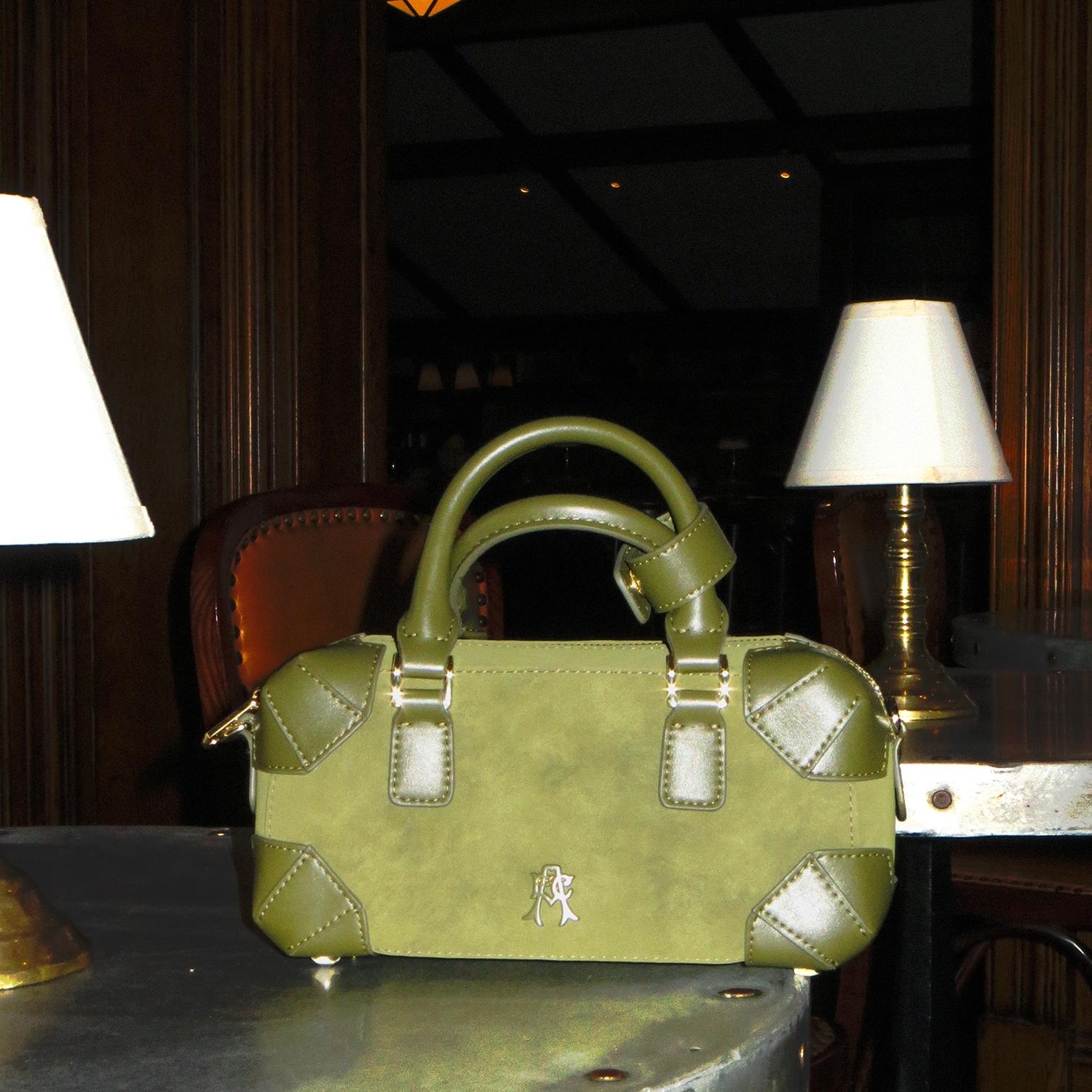 FROM ARACHNID小众设计师磨砂皮绒面麂皮手提保龄球包斜挎包 - 图0