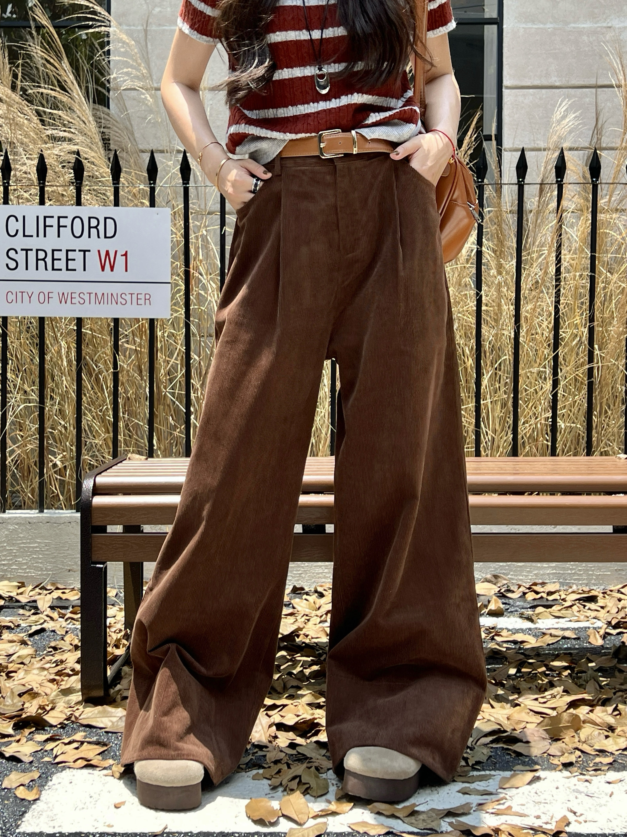 林诗琦NICKIDAILY【依旧美拉德！原创复古灯芯绒直筒阔腿拖地长裤 - 图2