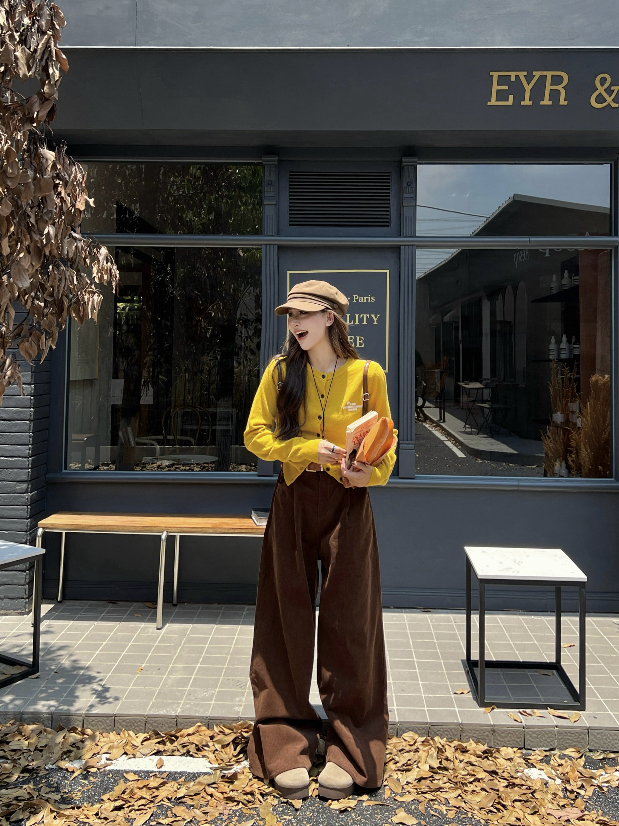 林诗琦NICKIDAILY【依旧美拉德！原创复古灯芯绒直筒阔腿拖地长裤 - 图0