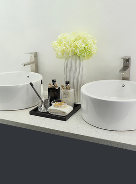 洗手间台面托盘仿真花卫浴店饰品