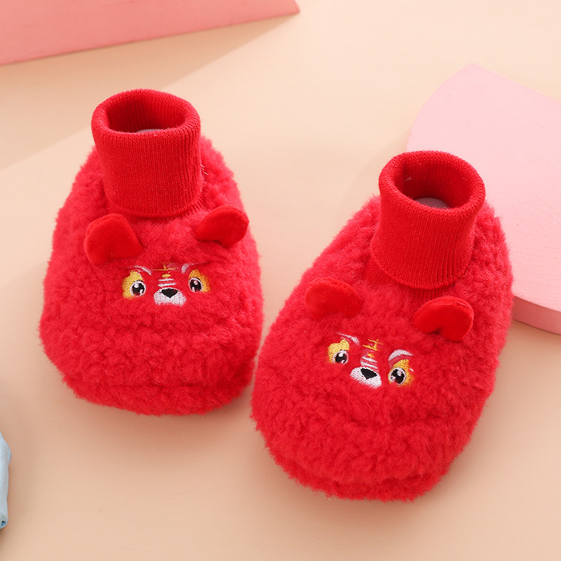 婴儿鞋袜秋冬款新年袜鞋宝宝大红喜庆鞋软底加绒6-12个月初生鞋,淘宝优惠券,粉丝福利购,淘宝优惠卷