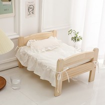 Solid Wood Puppy Bed Net Red Pet Home Cat Kennel Special Bed All Season Universal Floor Removable Washable Kitty Small Bed
