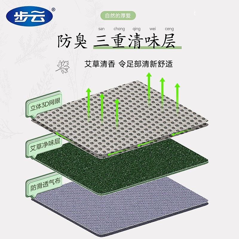 步云竹炭鞋垫吸汗防臭夏季薄款除臭清爽透气鞋垫网格