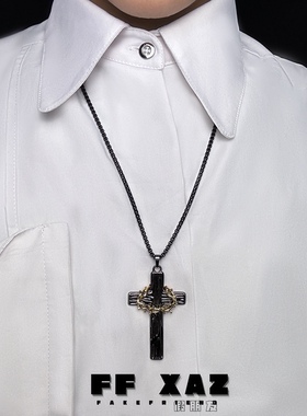[DRKK]FF假朋友丨荆棘十字架项链无性别黑金高级中性高街欧美小众