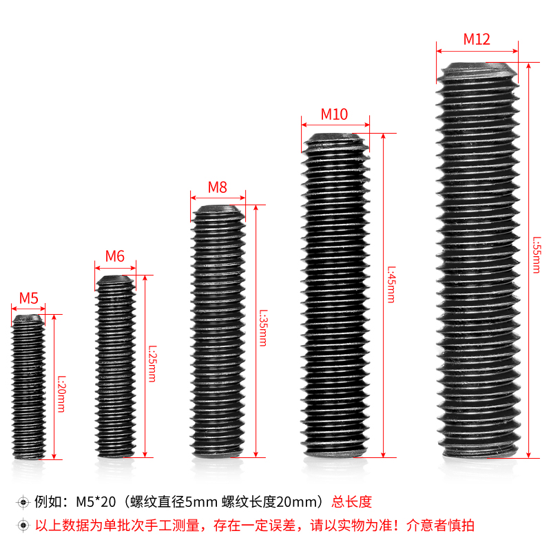 12.9级凹端紧定螺丝M2M3M4MM8M10M12M14M16M20无头机米螺钉DIN916 - 图1