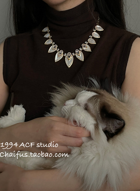 中式高贵温婉贝母镶钻项链