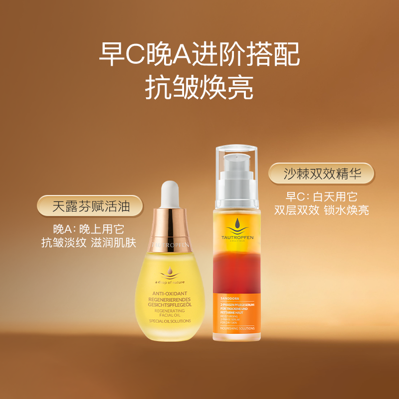 天露芬早C晚A面部护理套装早沙棘焕亮晚赋活油紧致抗皱滋润面部油,淘宝优惠券,粉丝福利购,淘宝优惠卷
