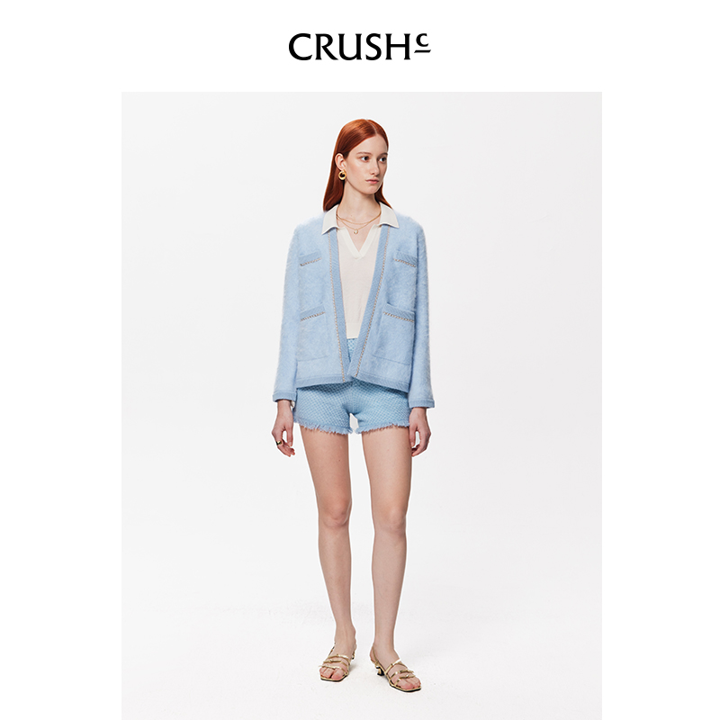 CRUSH Collection2024年早春新款山羊绒别致时尚开衫外套上衣女 - 图0