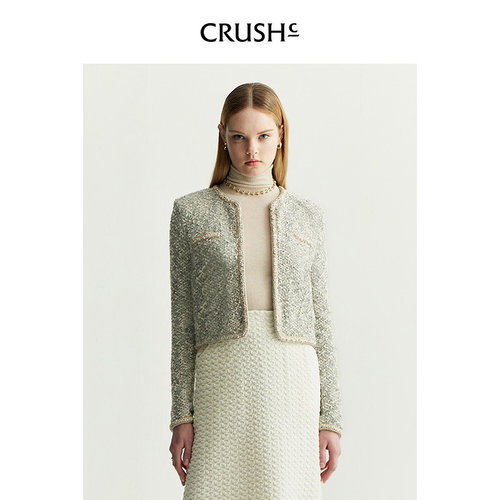 商场同款 CRUSH Collection冬季新款羊绒高领毛衣针织上衣长袖衫 - 图1