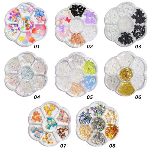 1 Box Mixed Nail Art Bow-Knot Bears 3D Nail Design Creative - 图3
