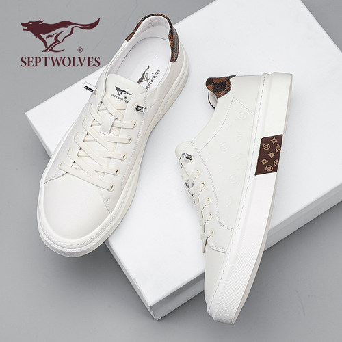 七匹狼品牌正品男鞋新款白色板鞋休闲百搭时尚小白鞋驾车男士潮鞋 - 图2