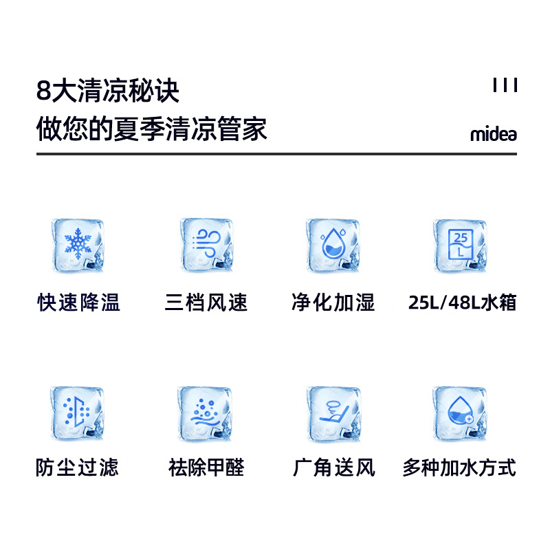 美的冷风机工业空调扇制冷风扇商用车间饭店移动水空调家用冷气扇