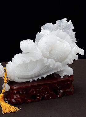 阿富汗玉白菜摆件白玉办公酒柜装饰品大白菜摆件商务礼品