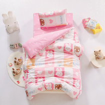 All-cotton Childrens kindergarten Three sets of pure cotton cartoon Little Rabbit Baby Nap Quilt Cushion by six sets of girls