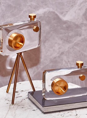 跨境轻奢水晶相机专用摆件创意家居客厅办公室装饰布置工艺品