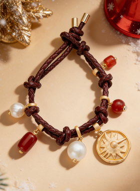 lost in echo2026春夏新款独特异形天然珍珠玛瑙皮绳手工编织手链