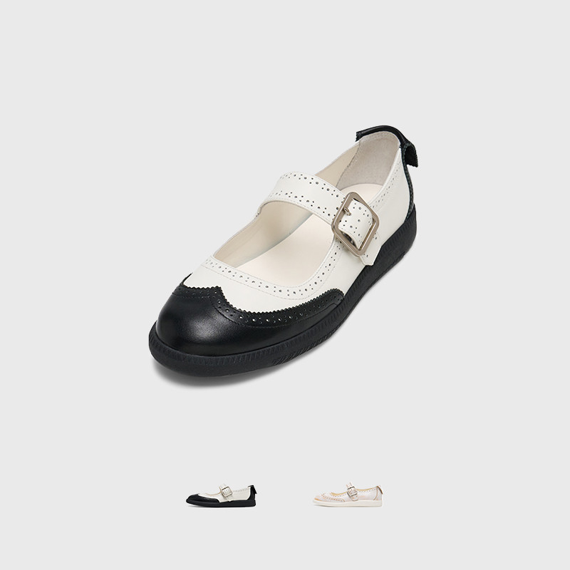 赵昭仪同款lost in echo浅口真皮轻便布洛克薄底玛丽珍小皮鞋女,淘宝优惠券,粉丝福利购,淘宝优惠卷