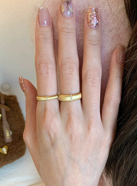 柏诗艾菲爆款宽版窄版拉丝戒指环S925纯银百搭高级气质简单不掉色