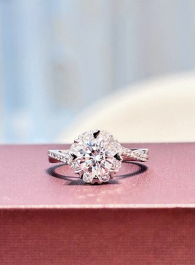 柏诗艾菲莫桑石戒指女925纯银GRA经典带证书女生礼物简单百搭轻奢