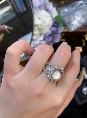 柏诗艾菲戒指女925纯银高透冰新中式蕾丝镂空小众高级气质百搭