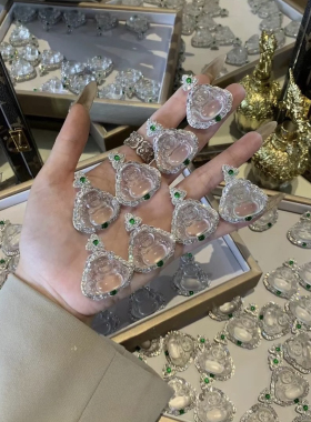 柏诗艾菲925纯银镀金白月光大肚佛公项链平安礼物玉髓玛瑙高冰透