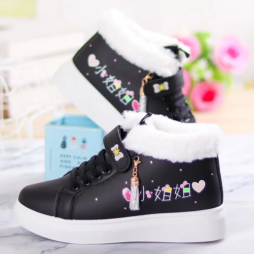 Флисовые высокие туфли, зимняя повседневная обувь, подходит для подростков, 15 лет