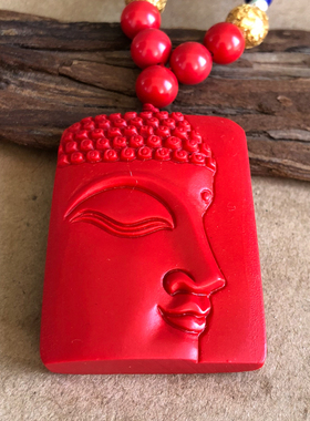 天然红朱砂如来佛祖佛像挂件释迦摩尼心经男士女款本命佛项链玉佩