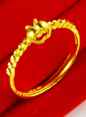 黄金戒指女款9999足金饰品小苹果素圈时尚纯金食指环真金首饰