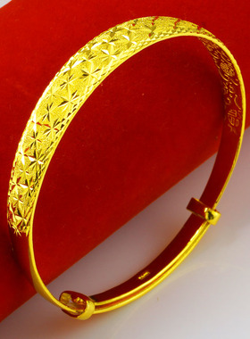 黄金手镯9999足金女款满天星纯金镯子真金手环送老婆生日礼物